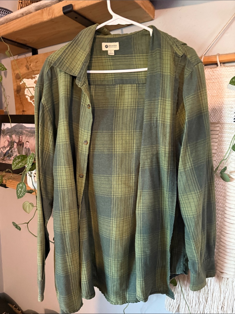 Haggar Green Plaid Lightweight Button-Up Jacket